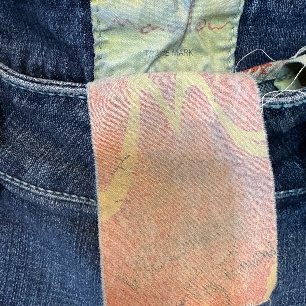 Vintage Embroidered Floral Patchwork Blue Jeans Size 31. - Picture 8 of 10